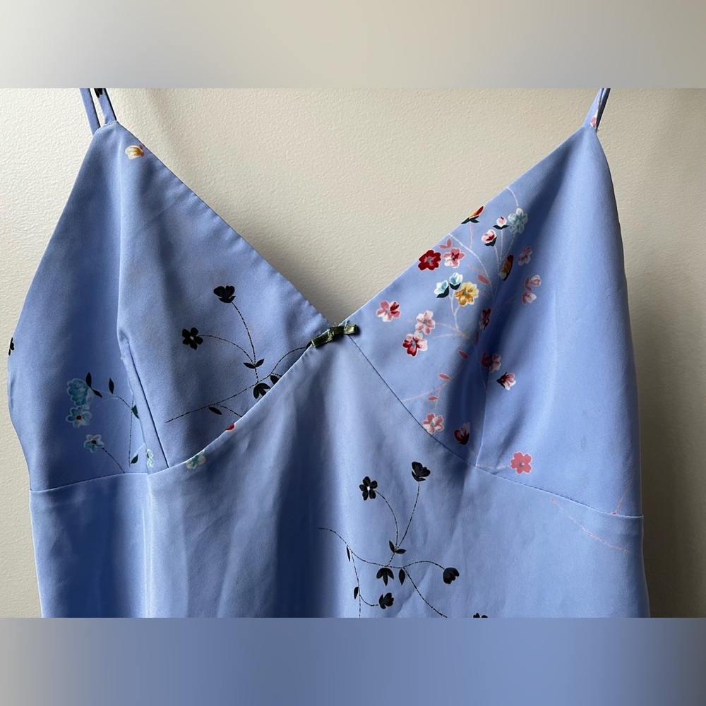Natori Periwinkle Slip Dress with Floral Embroidery - Picture 3 of 8